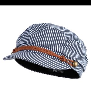 Striped Blue and Brown Women's Newsboy Cap